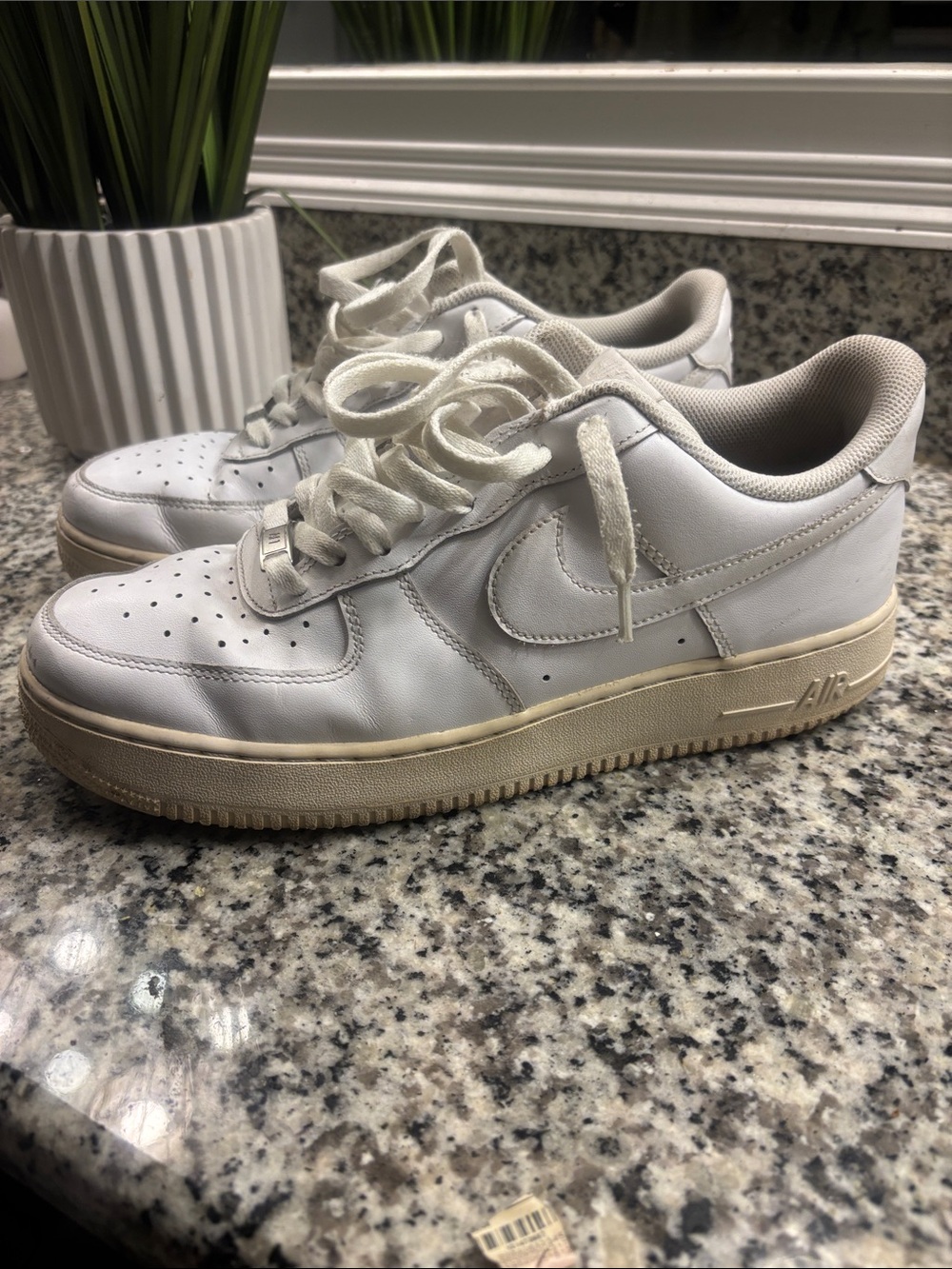 Nike Air Force 1 White Low-Top Sneakers with Cream Midsole
